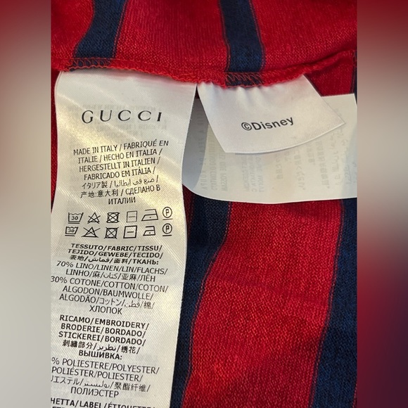 GUCCI X DISNEY Striped Scoop Neck T-Shirt w/ Tags - Picture 8 of 9